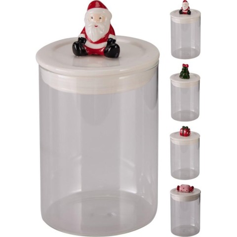 BARATTOLO VETRO RIGATO SOGGETTO NATALE H.18